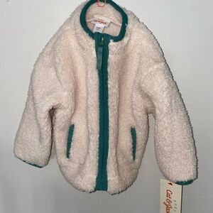 Cat & Jack Cream Sherpa Jacket with Teal Trim - Kids